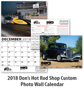 2018 Don’s Hot Rod Shop Custom Photo Wall Calendar