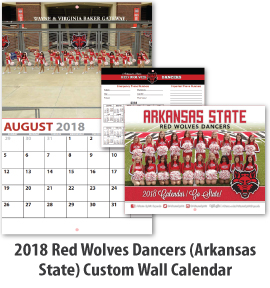 2018 Red Wolves Dancers (Arkansas State) Custom Wall Calendar