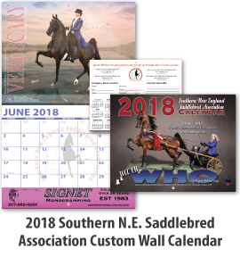 2018 Southern New England Saddlebred Association Custom Wall Calendar
