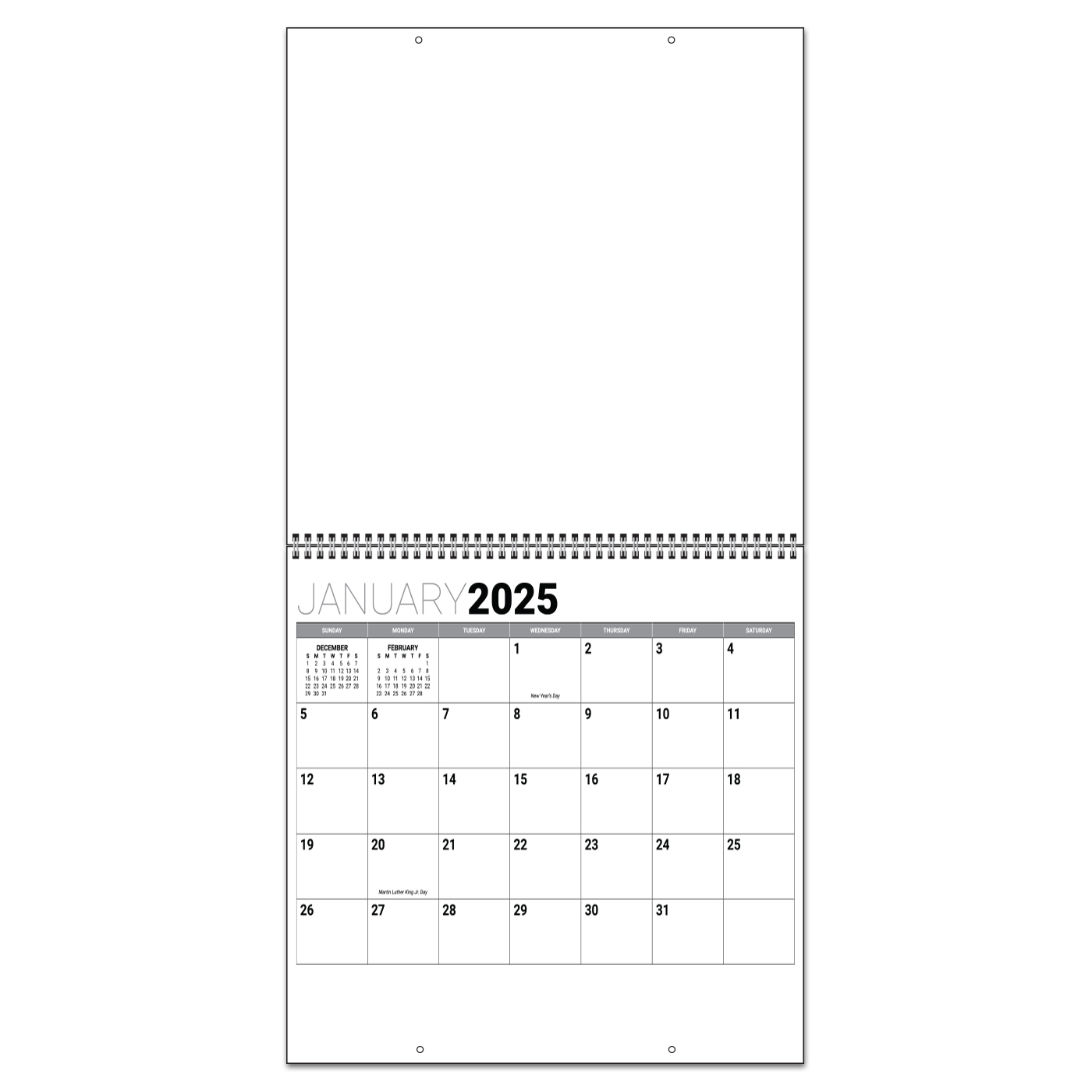 Custom Twin-Loop Jumbo Wall Calendar (12x24, 12-Month) | ValueCalendars.com