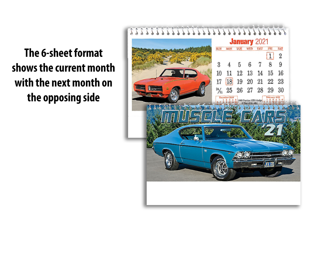 2020 Muscle Cars Desk Calendar 6 1 4 X Custom Personalized Muscle Cars 6 Sheet Desk Calendar