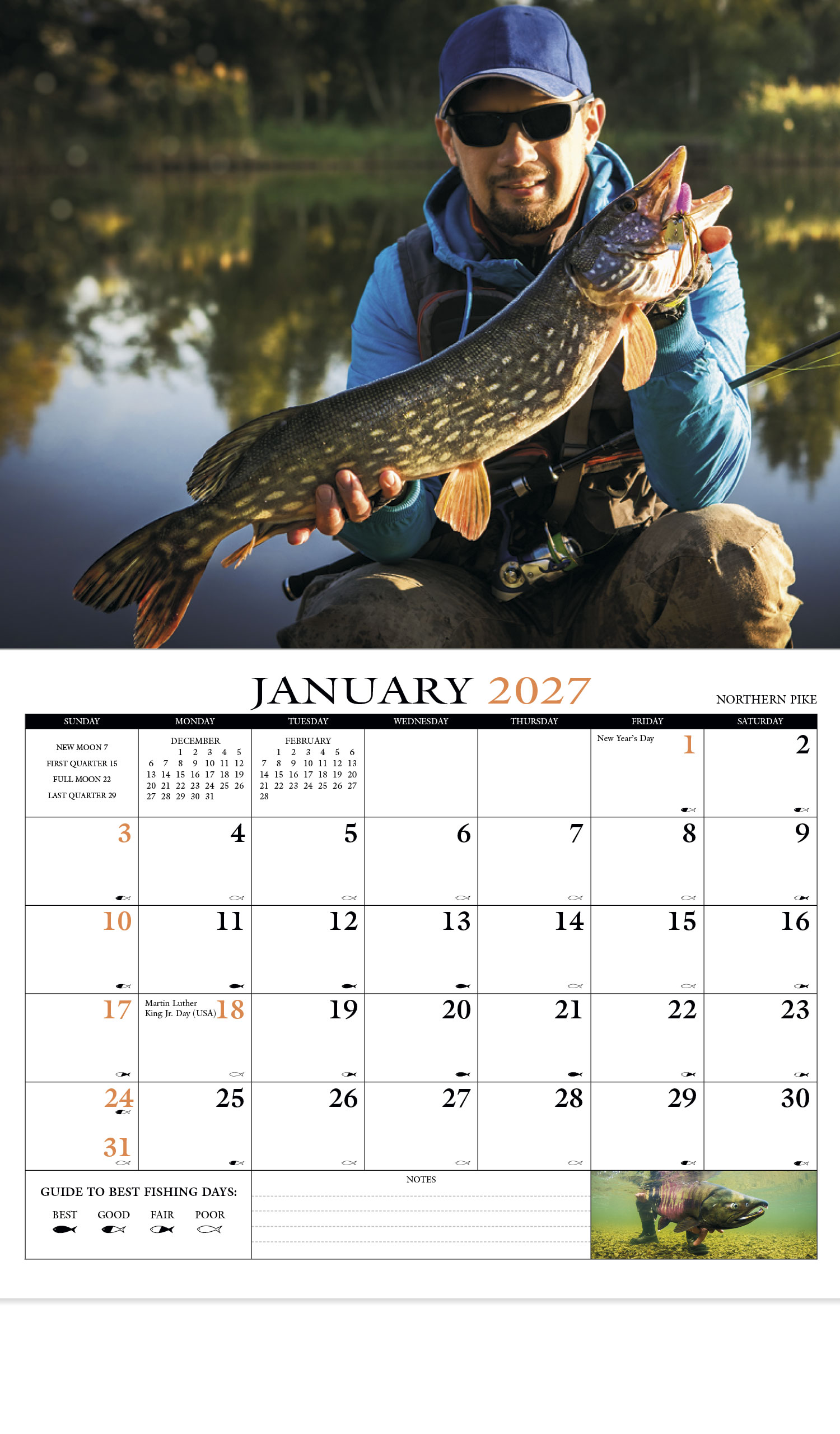 2024 Fisherman's Guide Promotional Wall Calendar | 10-7/8