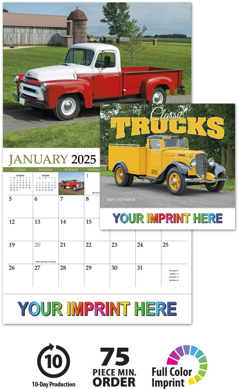 Free Shipping Classic Pickups 2021 Wall Calendar 