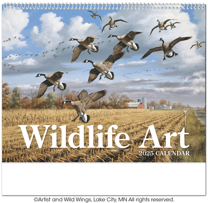 2025 Wildlife Art Calendar  11 X 19 Imprinted Spiral Bound; Drop Ad  Imprint Calendars