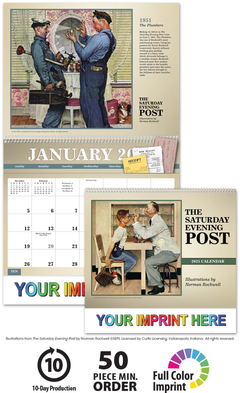 Norman Rockwell Large Pocket Calendar, Norman Rockwell The Pharmacist
