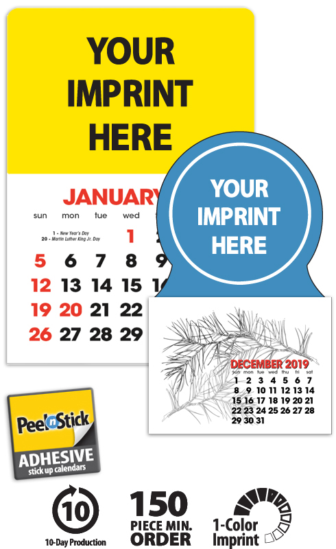 2019 stick up calendar 13 month approx 3 x 5 imprinted stick