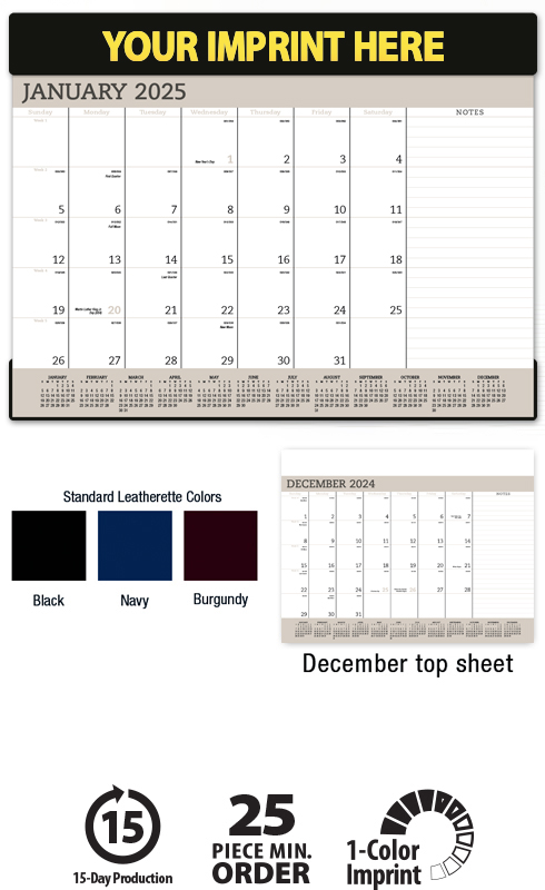 2021 Vinyl Desk Pad Calendar 23 X 17 Imprinted Deskpad Calendar