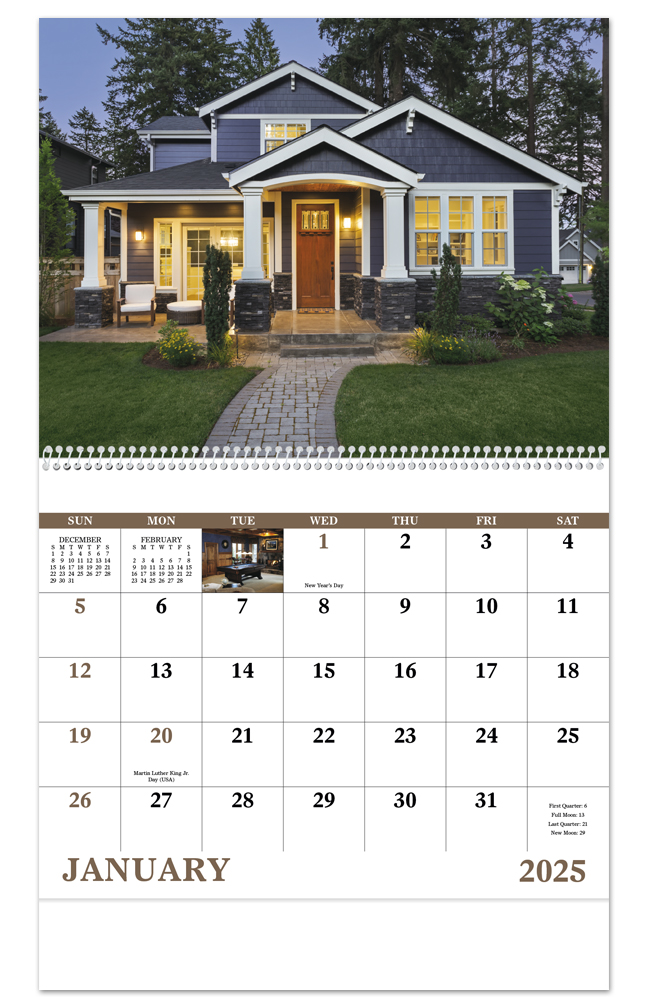 2025 Welcome Home (Spiral) Calendar  11 X 19 Imprinted Spiral Bound; Drop  Ad Imprint Calendars