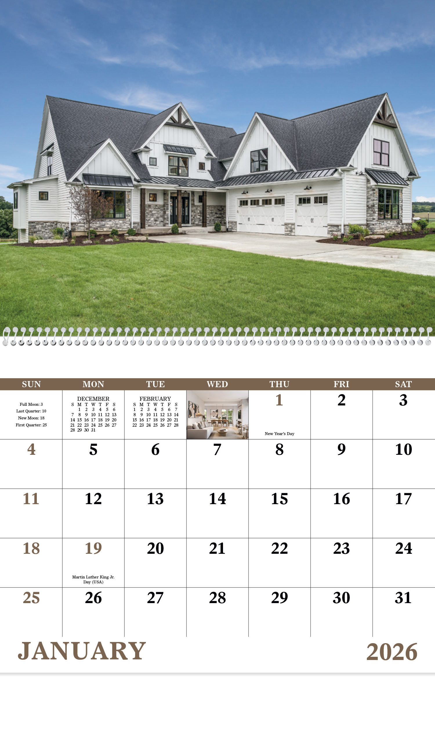 2025 Welcome Home (Spiral) Calendar  11 X 19 Imprinted Spiral Bound; Drop  Ad Imprint Calendars