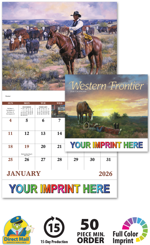 2025 Western Frontier Calendar  11 X 19 Imprinted Staple Bound