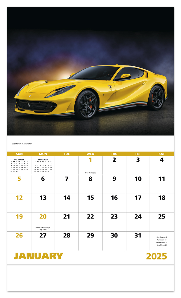 sport calendar 2021 2021 Exotic Sports Cars Calendar 11 X 19 Imprinted Staple Bound Drop Ad Imprint Calendars sport calendar 2021