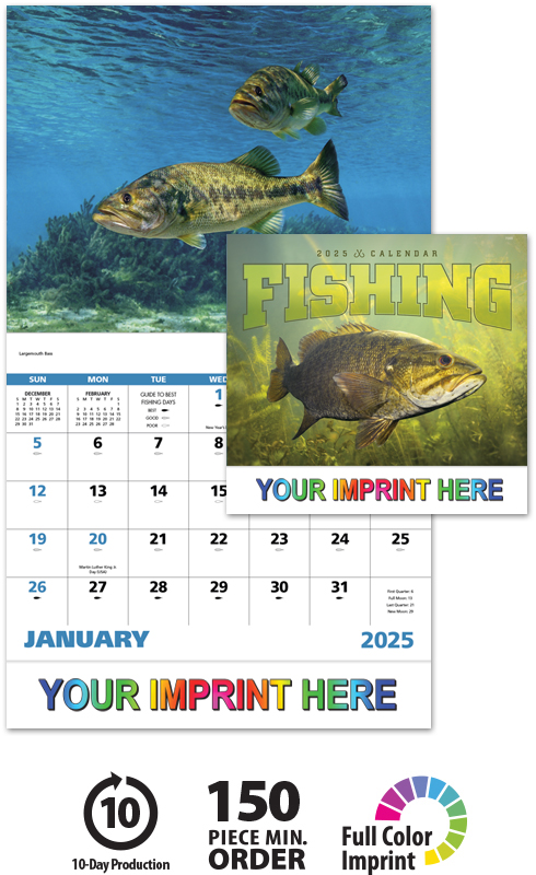 Florida Fishing Calendar 2022 2023 Fishing Calendar | 11" X 19" Imprinted Staple Bound; Drop Ad Imprint  Calendars