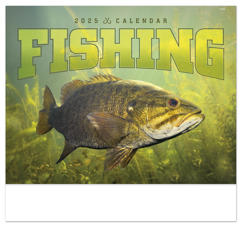 2025 Fishing Calendar  11 X 19 Imprinted Staple Bound; Drop Ad