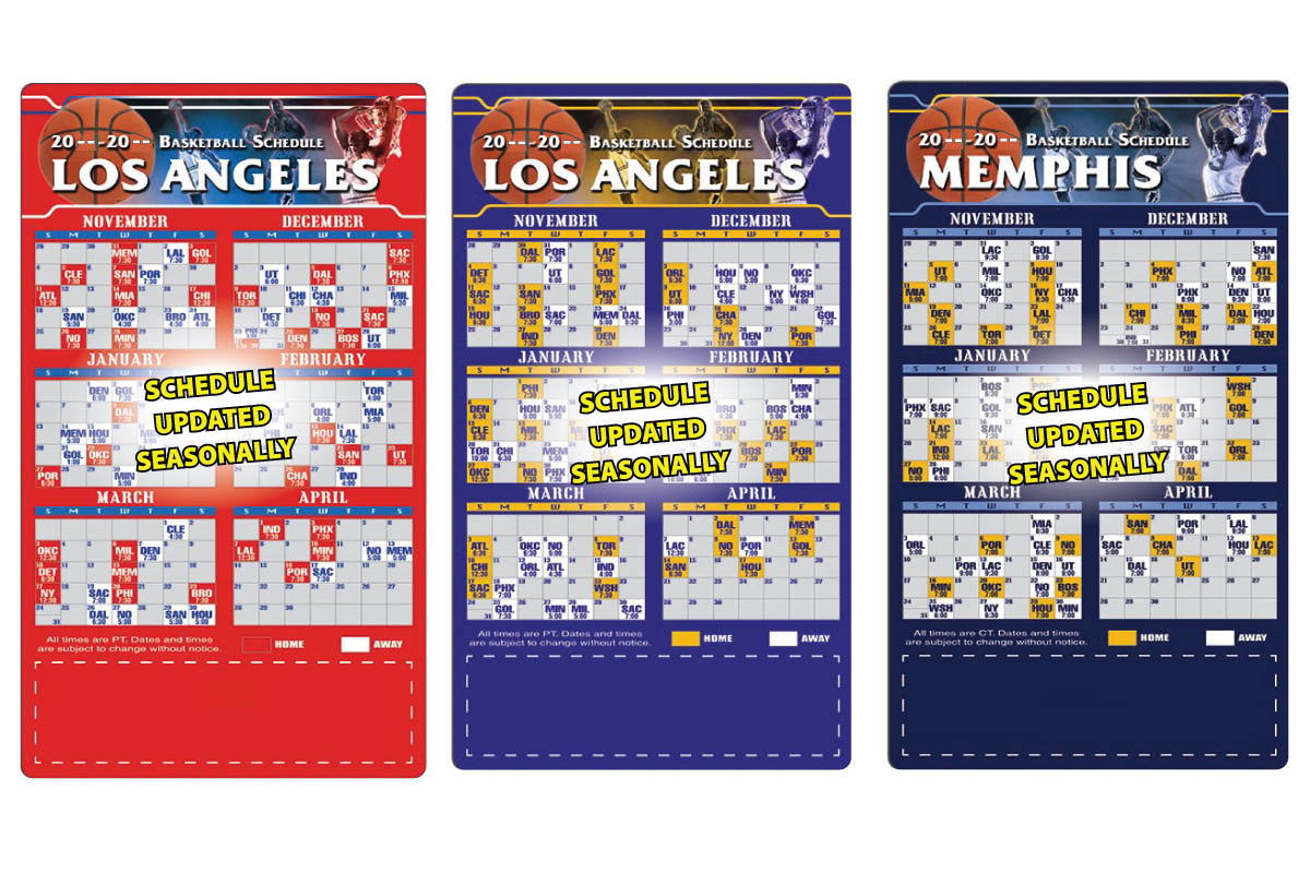 2017 Pro Basketball Schedule (Large) Calendar 4" x 7" Customized Team Schedules