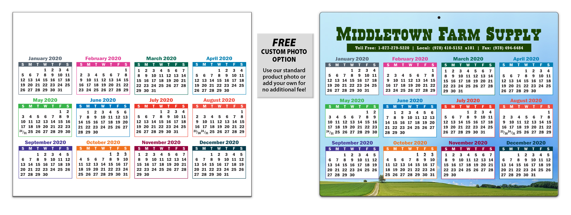 Laminated Card Calendar, 8.5 x 11 Landscape (Colors)