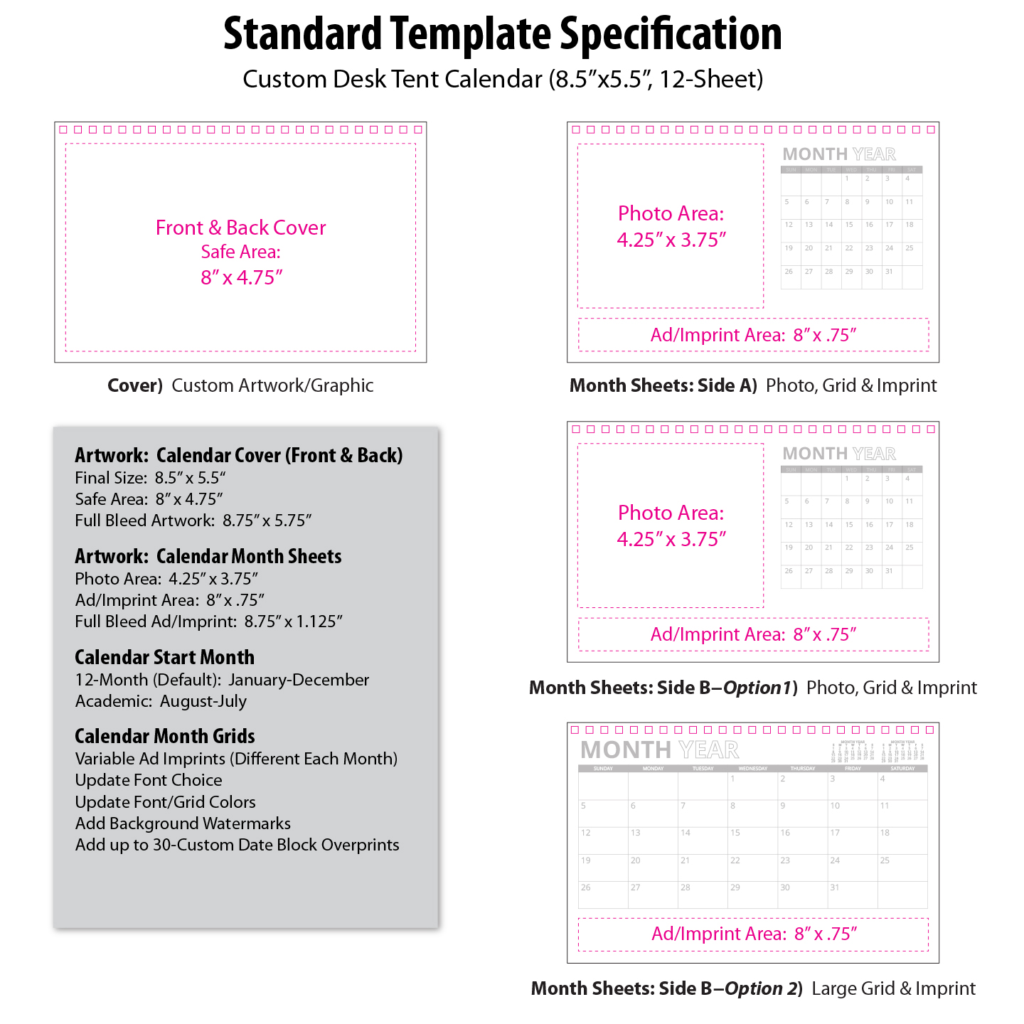 Custom Desk Tent Calendar (8.5x5.5, 12-Sheet) | ValueCalendars.com