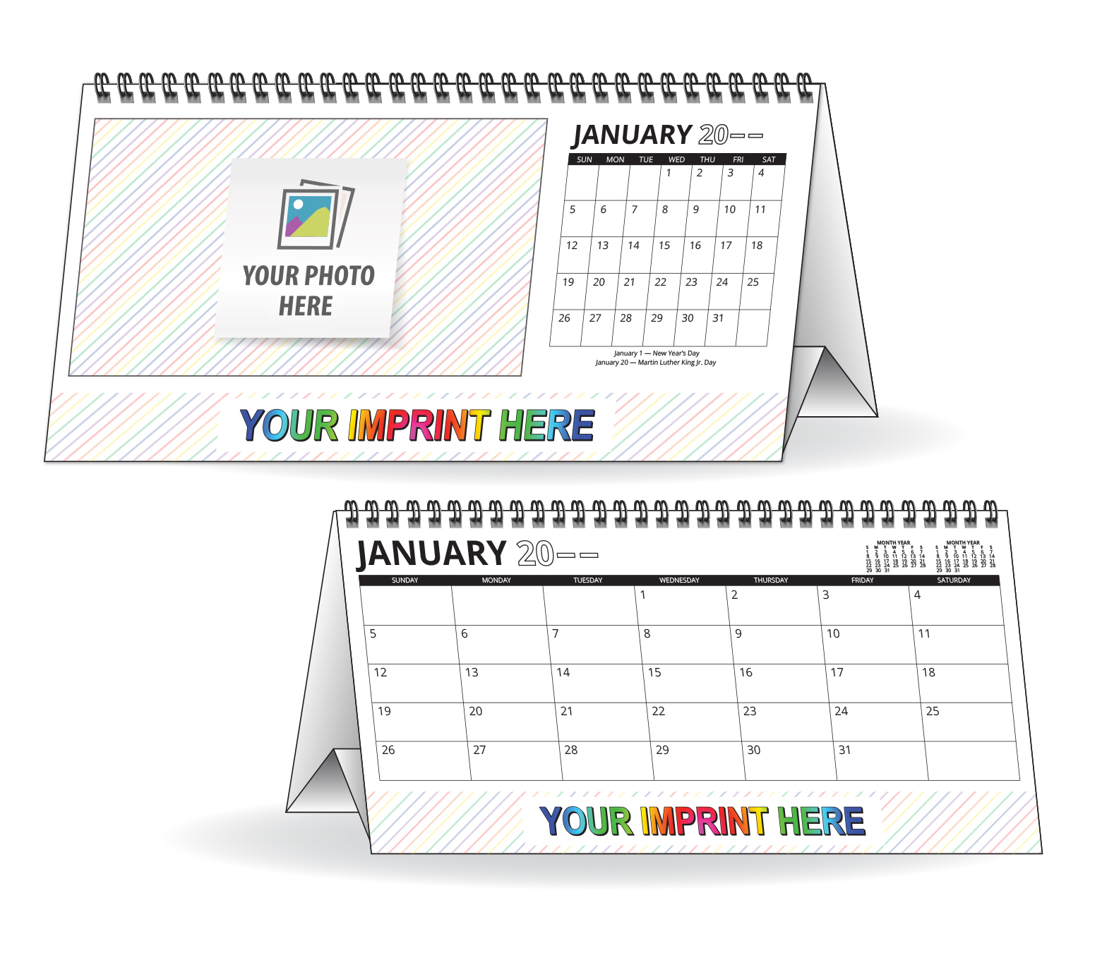 Custom Desk Tent Calendar, Large (11x5.5, 12Sheet)