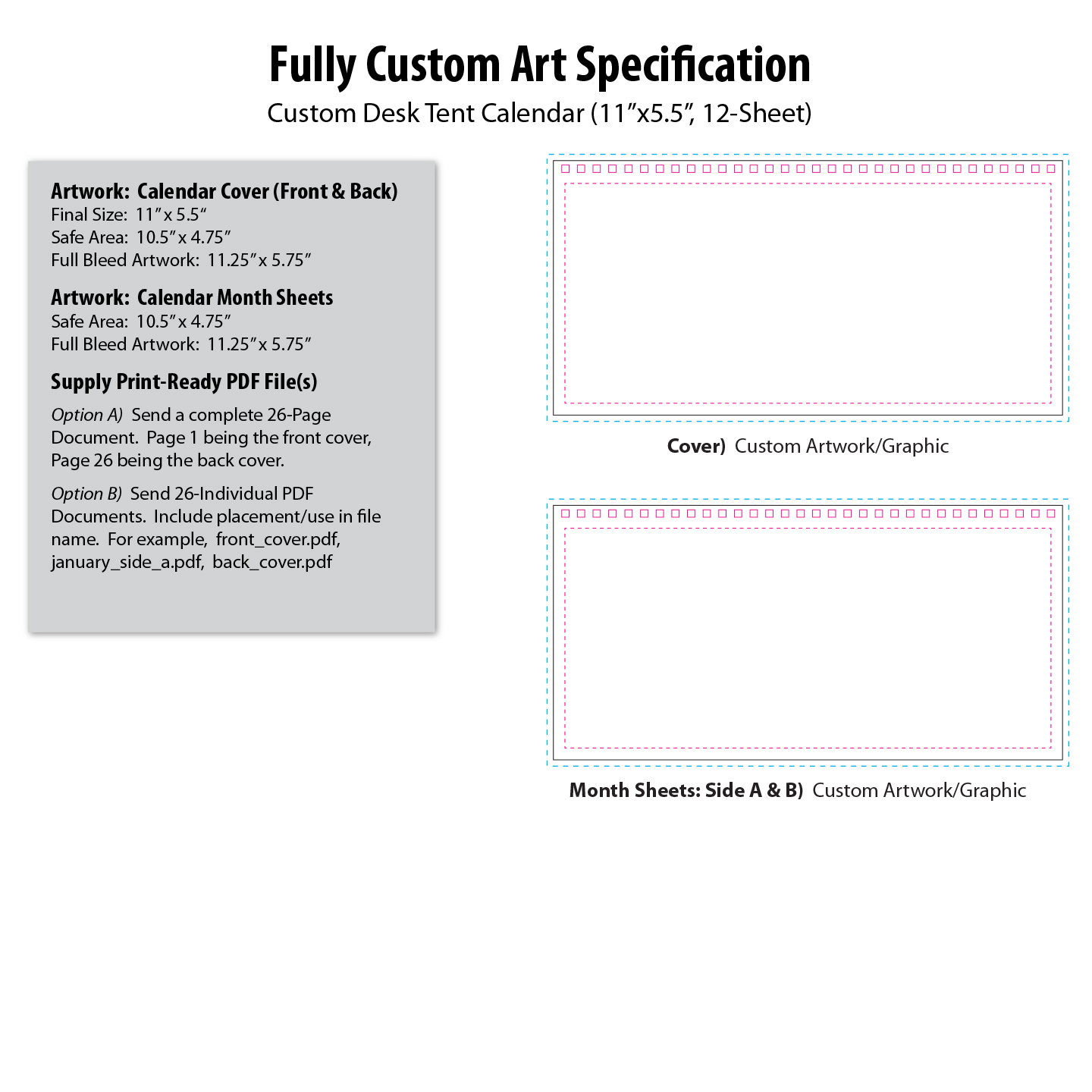 Custom Desk Tent Calendar, Large (11x5.5, 12Sheet)