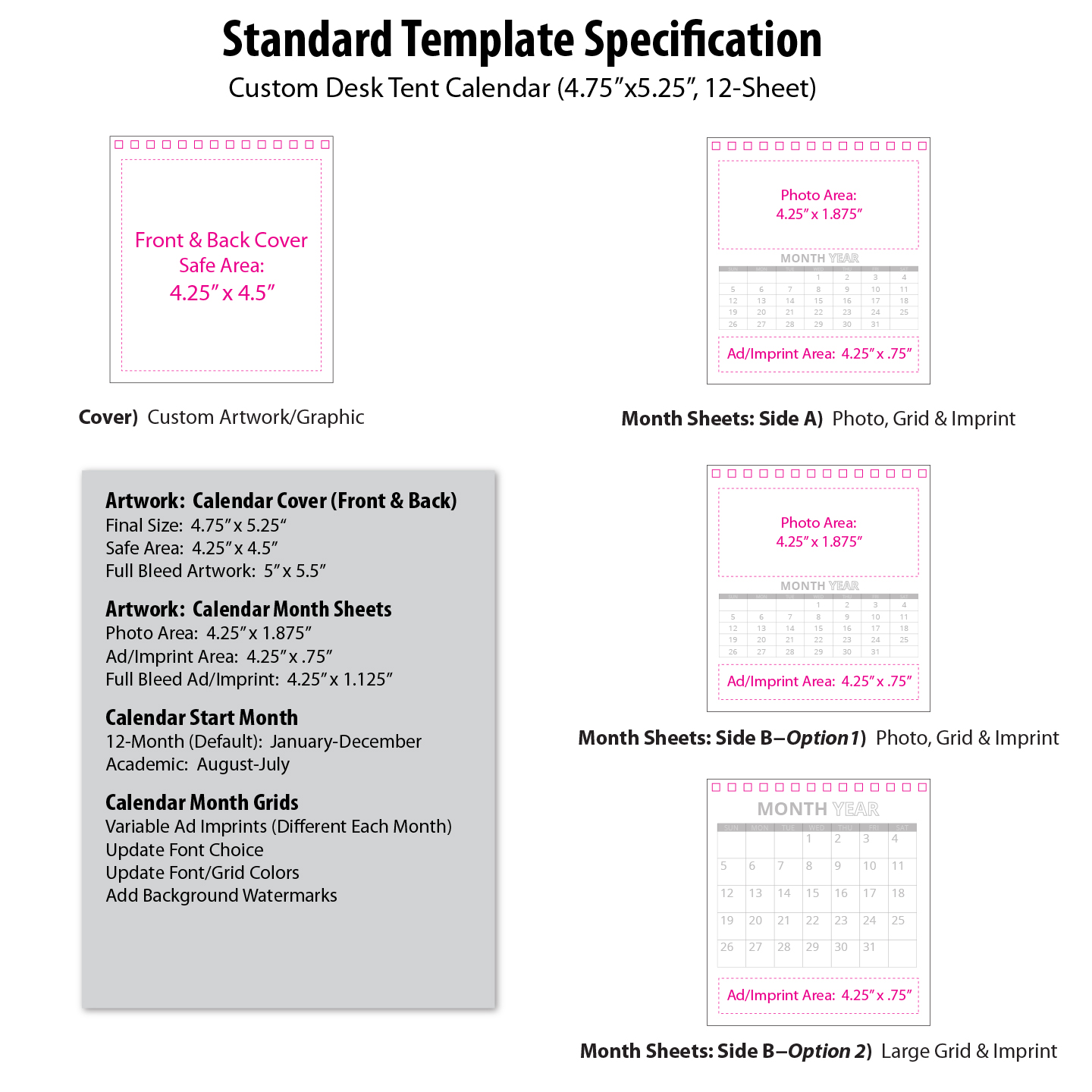 Custom Desk Tent Calendar, Small (4.75x5.25, 12Sheet)