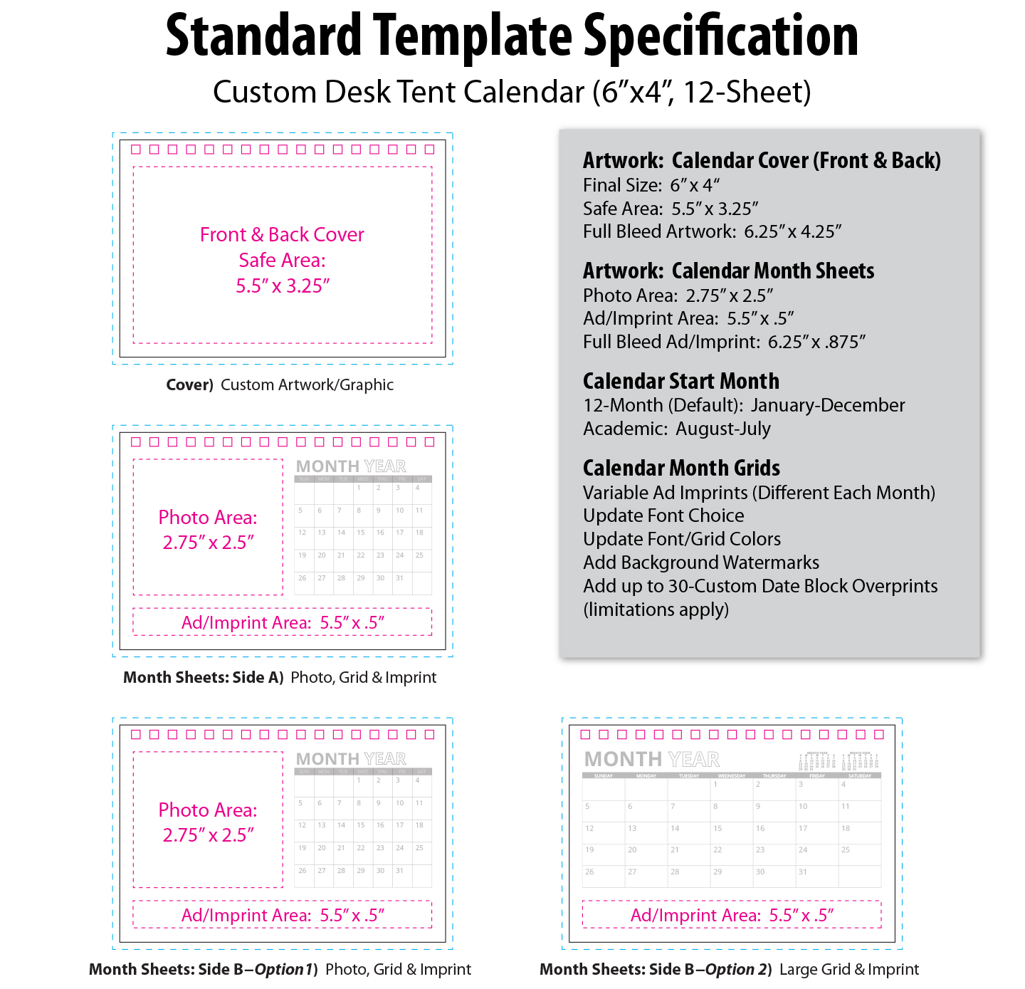 Custom Desk Tent Calendar (4x6, 12-Sheet) | ValueCalendars.com