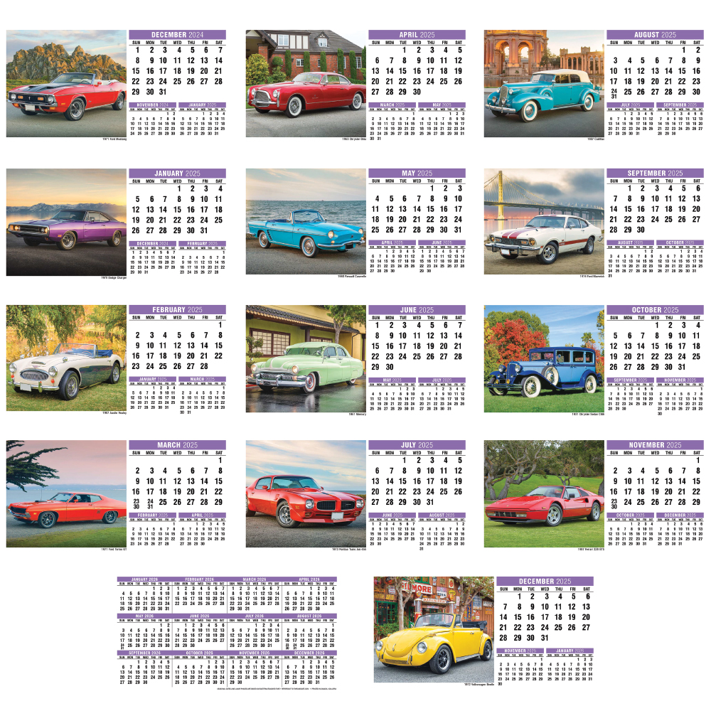 Classic Cars Desk Calendar | ValueCalendars.com