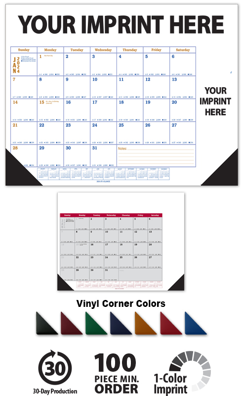 Jumbo Desk Pad Calendar, Style B (Date Grid with Side Notes Area, Top ...