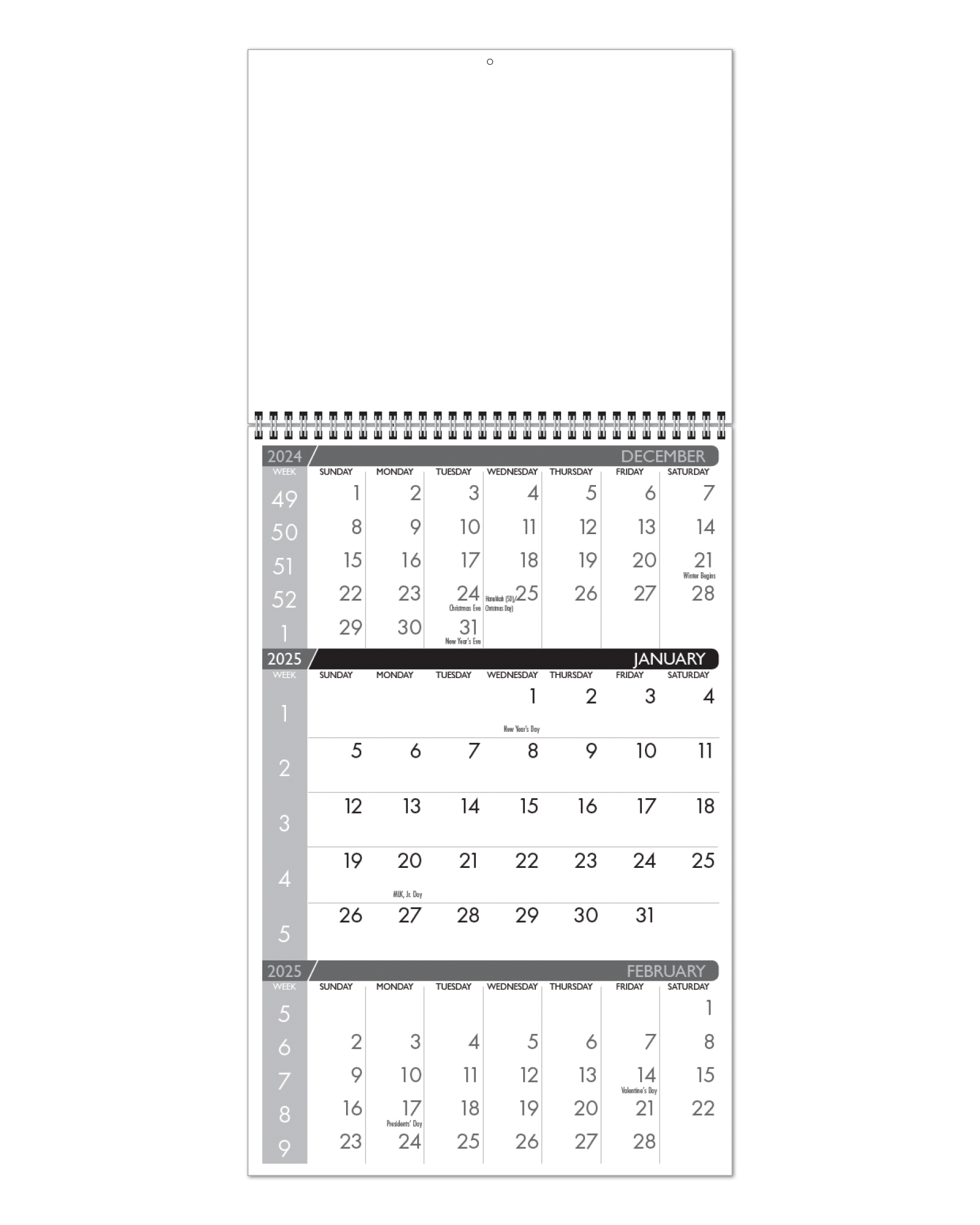 Single Photo 3Month Wall Calendar