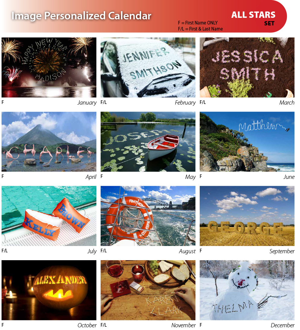 2020 Image Personalized, Wall Calendar | 11" x 17"; 8.5" x 11" (Closed