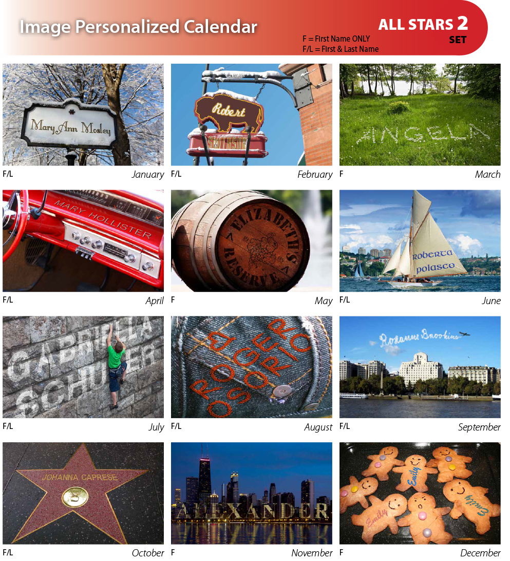 2020 Image Personalized, Wall Calendar 11" x 17"; 8.5" x 11" (Closed