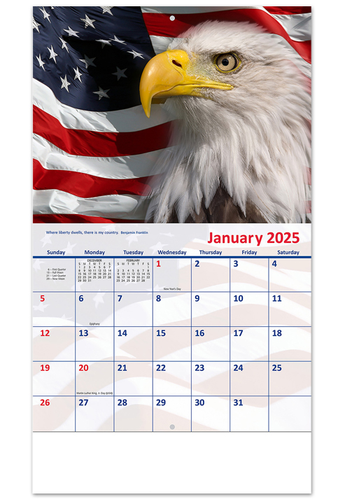 2024 America! Calendar | 10-1/2" x 18-1/4" Customized Staple Bound