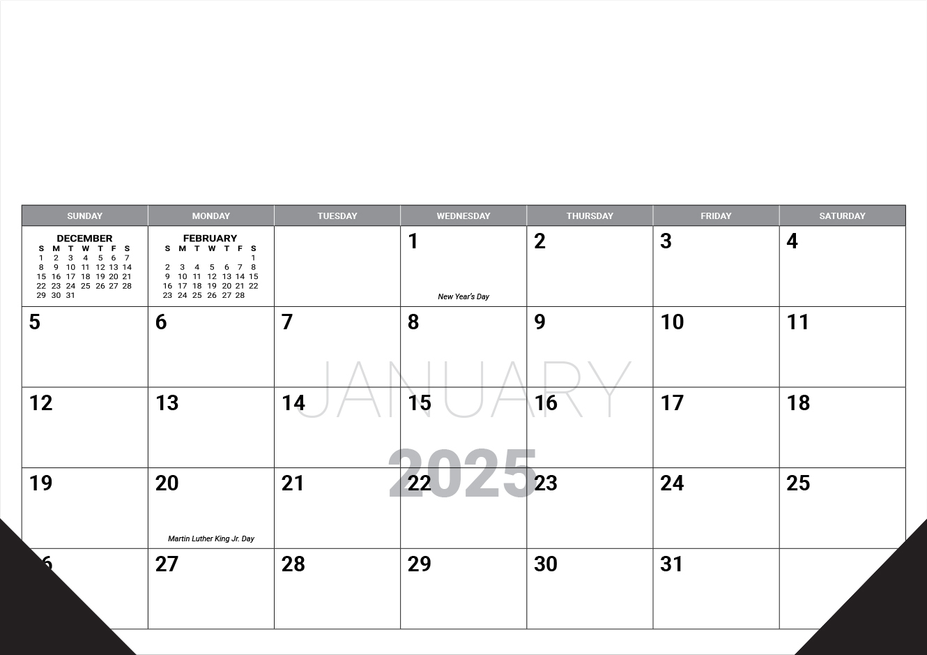 Custom Desk Pad Calendar 17x12 12 Sheet ValueCalendars