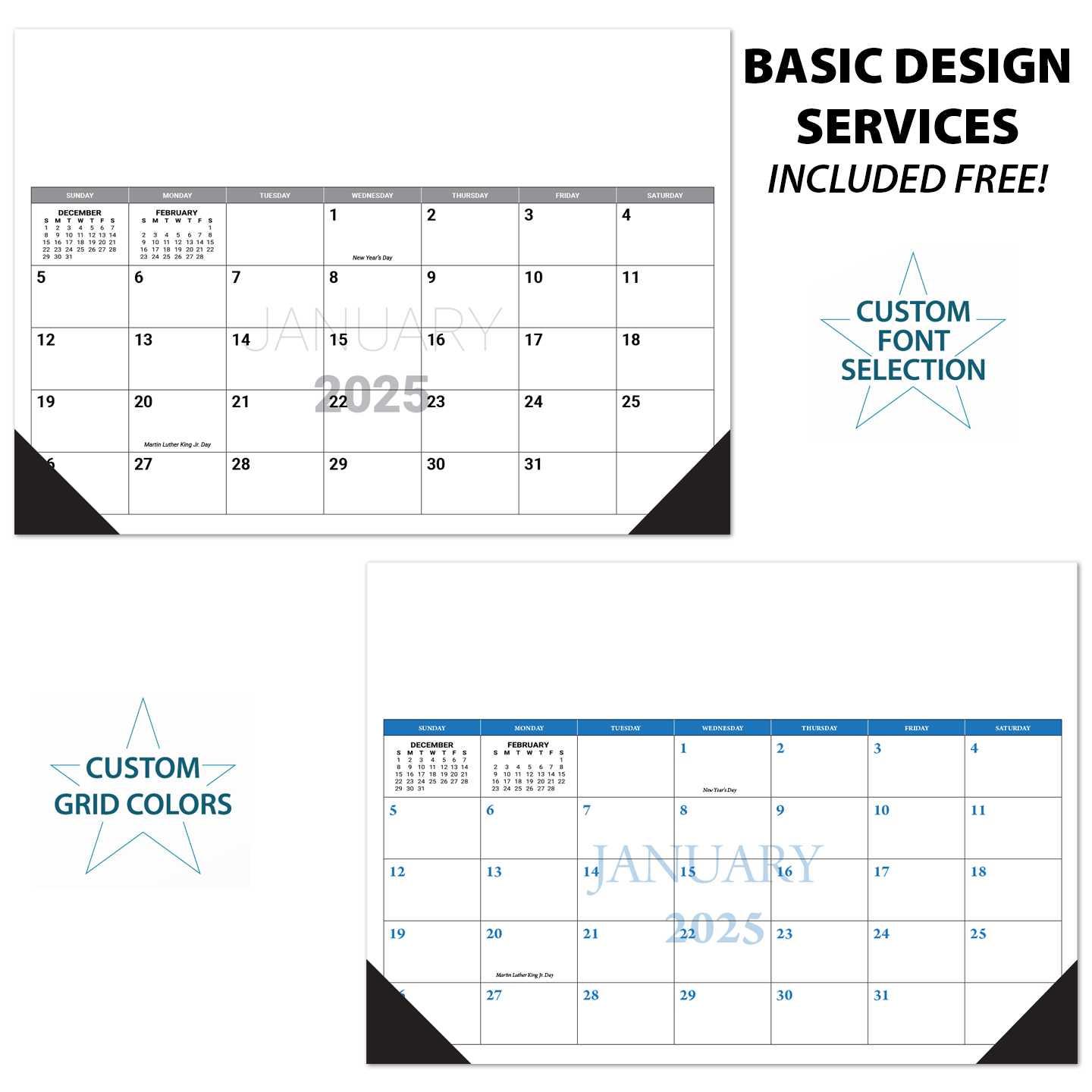 Custom Desk Pad Calendar (17x12, 12Sheet)