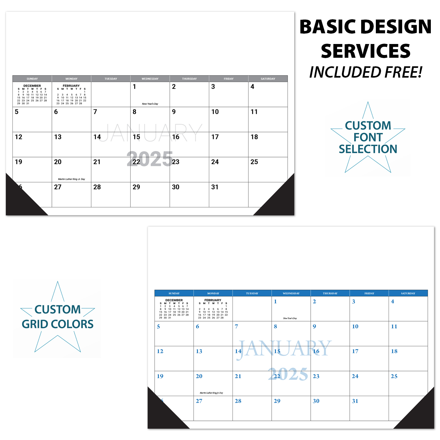 Custom Desk Pad Calendar 17x12 12 Sheet ValueCalendars
