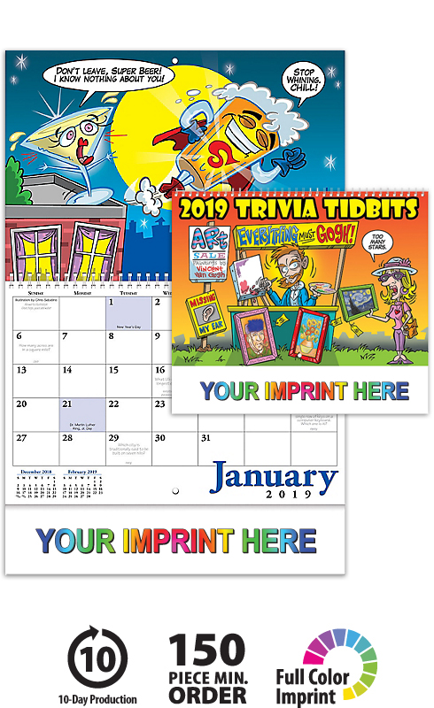2020 Trivia Tidbits Calendar | 10-3/8" x 17-7/8" Personalized Spiral