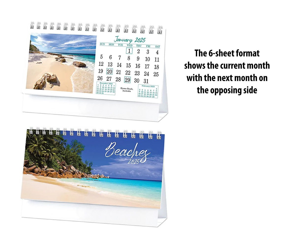 2024 Beaches 6Sheet Desk Calendar 61/4" x 4" Custom Printed Tent