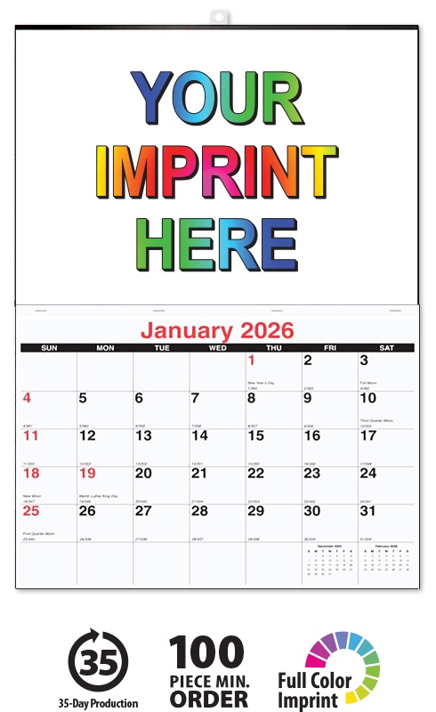 Single Image Full Color Apron Wall Calendar (17 x 24) | ValueCalendars.com