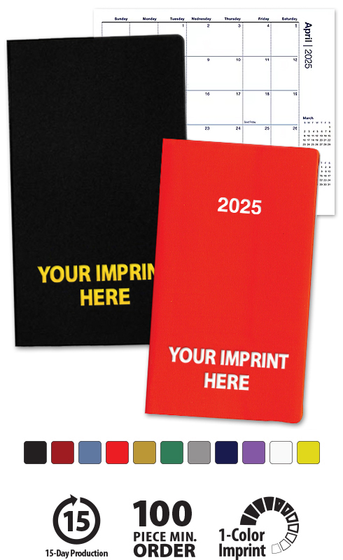 2025 Lexington Monthly Pocket Calendar Custom Imprinted Flex Colors
