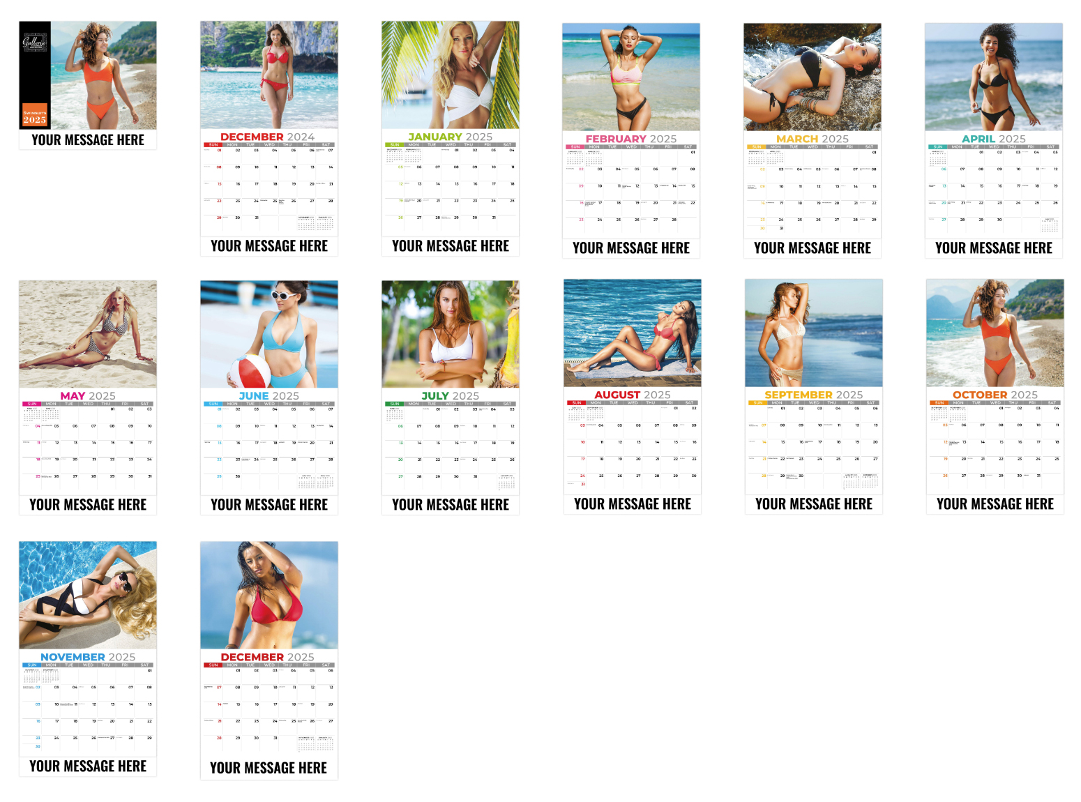2024 Galleria Collection Swimsuit Models Calendar 105/8" x 181/2