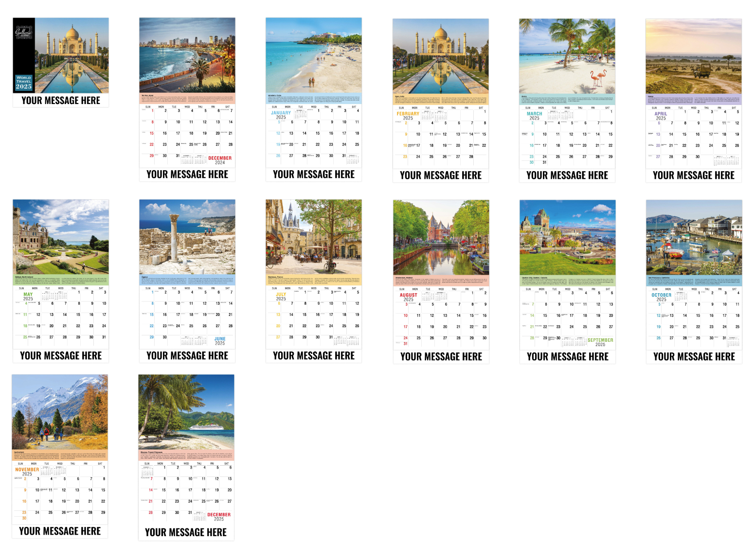 2024 Galleria Collection World Travel Calendar 105/8" x 181/2