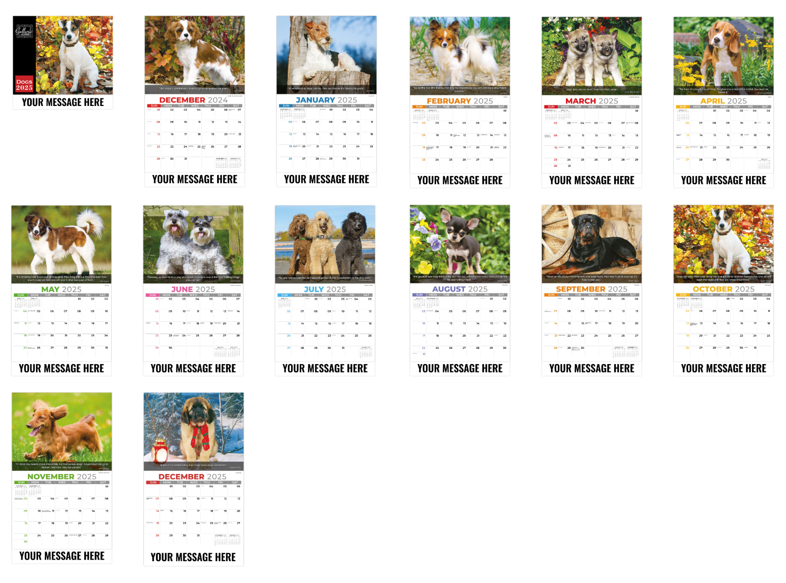 2024 Galleria Collection Dogs Calendar 105/8" x 181/2" Promotional