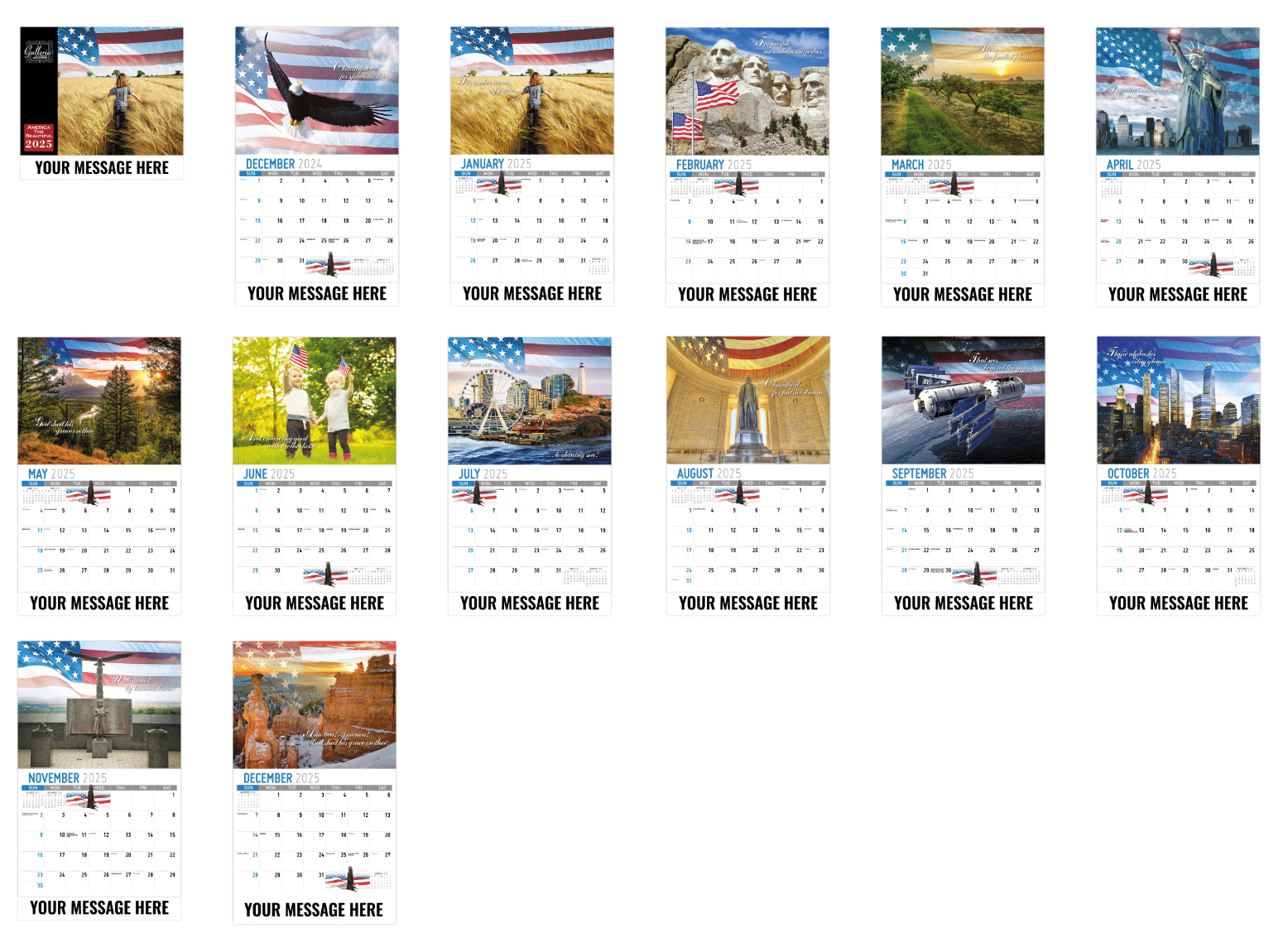 2024 Galleria Collection America the Beautiful Calendar 105/8" x 18