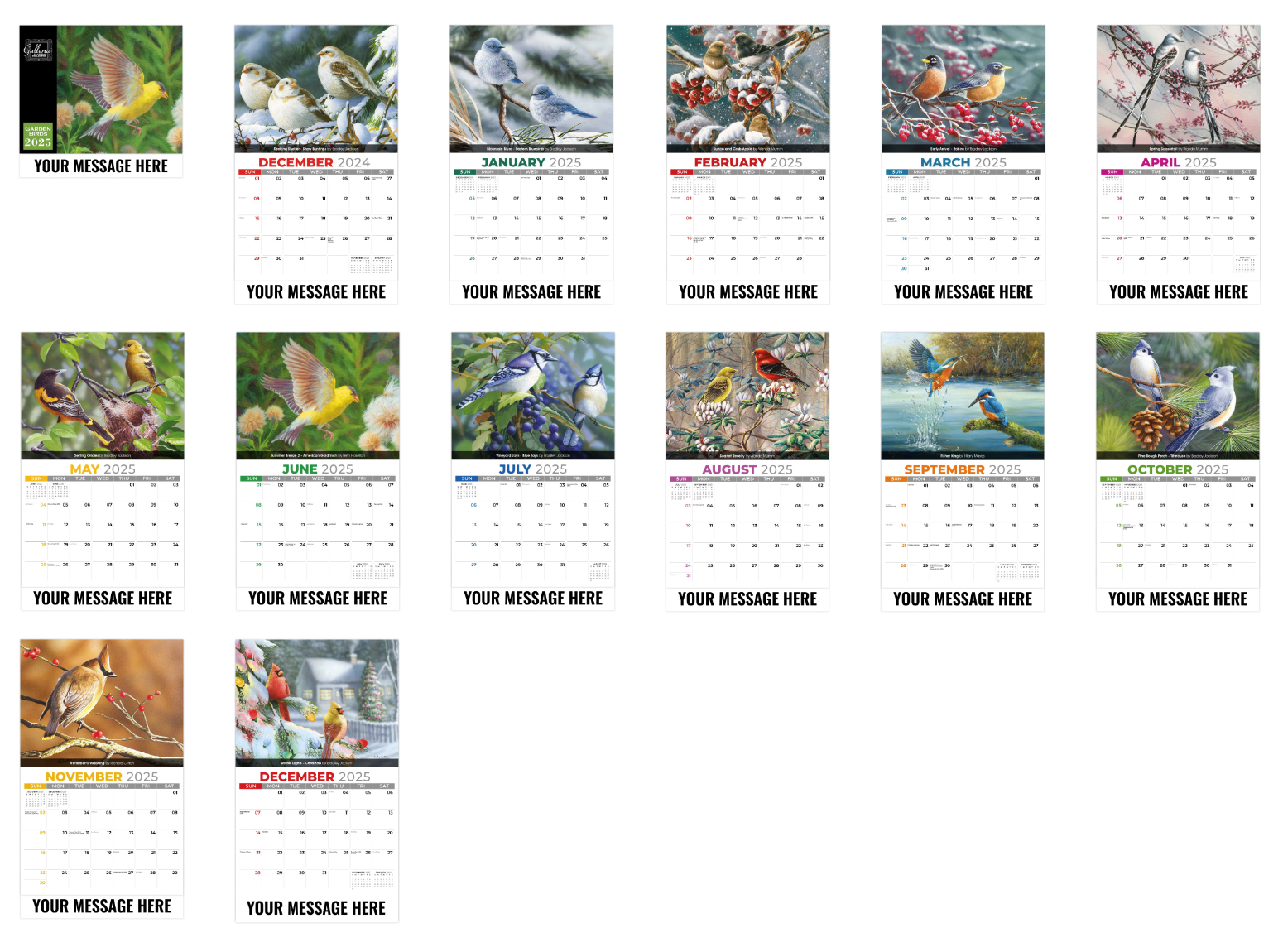 Garden Birds Calendar ValueCalendars