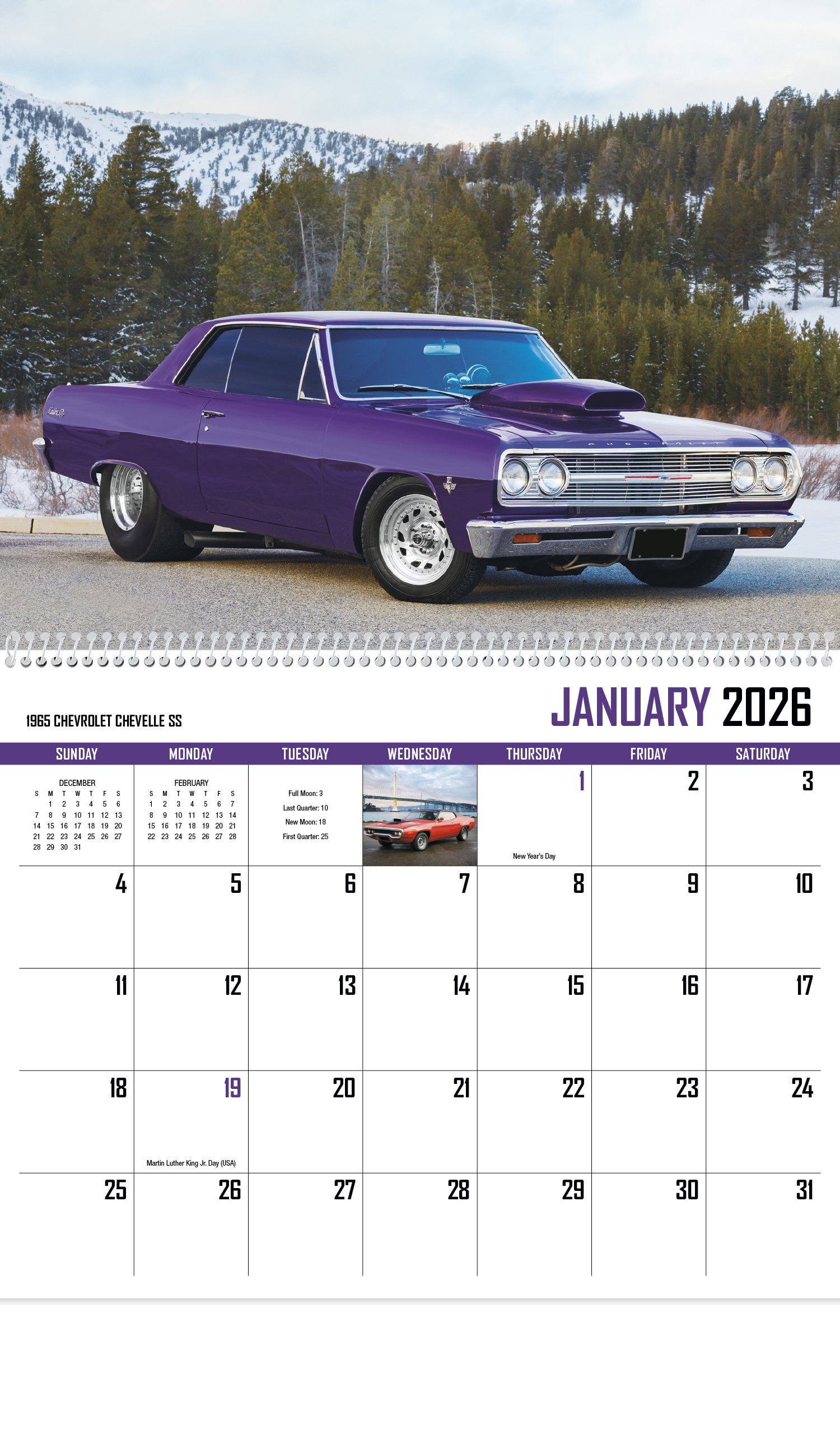 2025 Street Thunder (Spiral) Wall Calendar 107/8" x 18" Printed