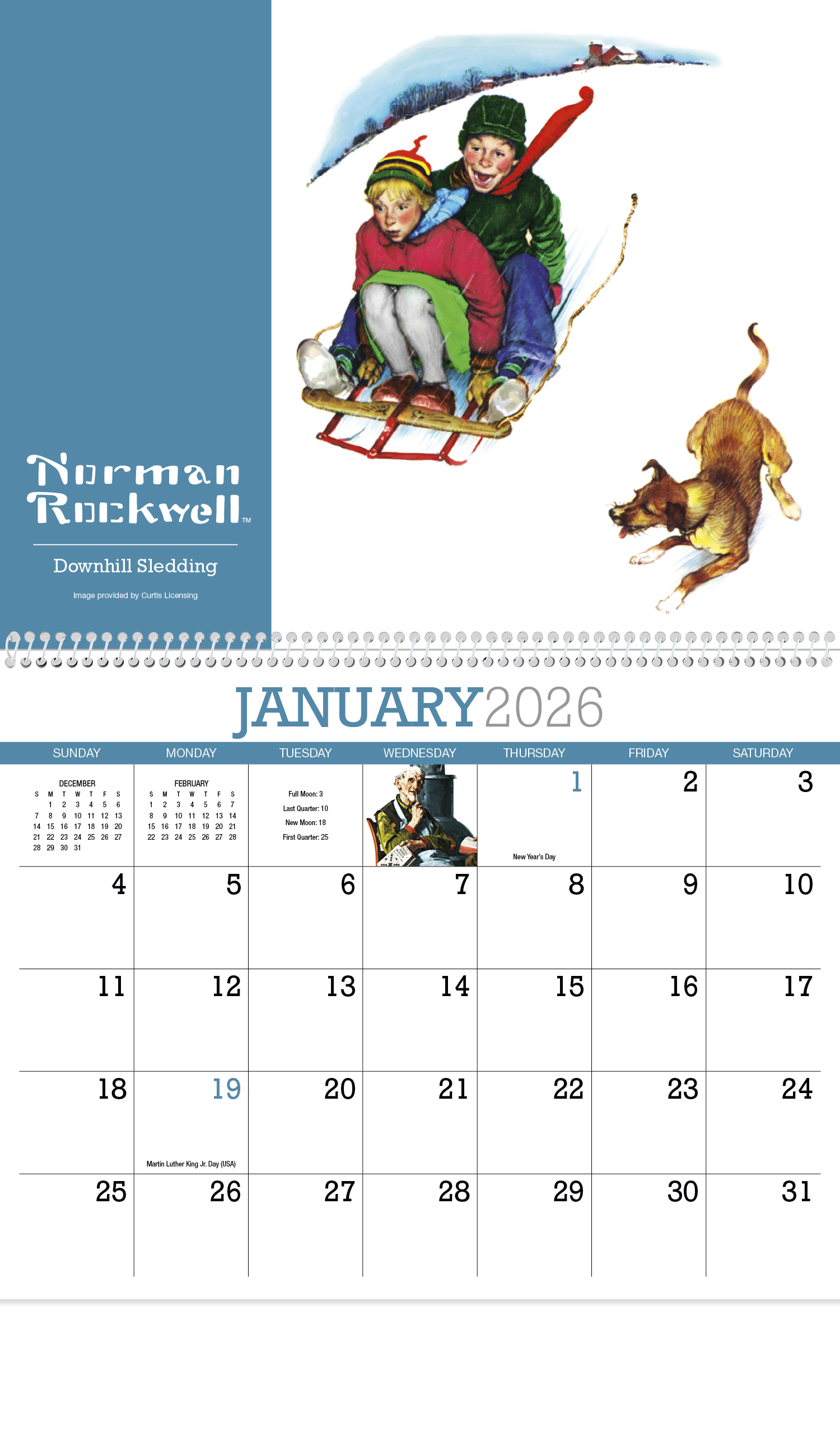 Norman Rockwell Wonderful World Spiral Calendar