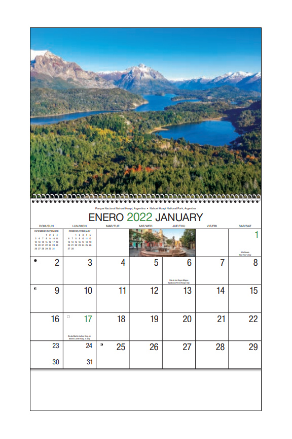 2022 Vistas Hermosa's (Spiral) Wall Calendar 107/8" x 18" Custom