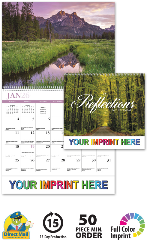 2024 Reflections - Universal (Spiral) Wall Calendar | 10-7/8" x 18