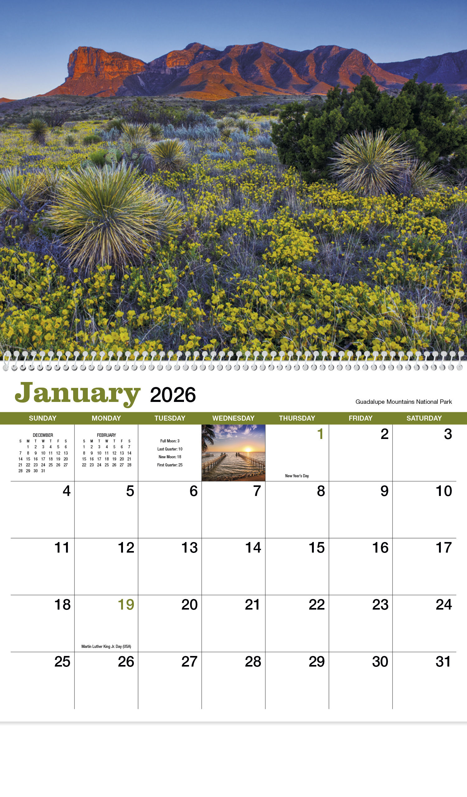 2024 Texas (Spiral) Wall Calendar 107/8" x 18" Custom Imprinted