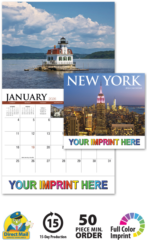 2022 New York Promotional Wall Calendar | 10-7/8" x 18" Imprinted