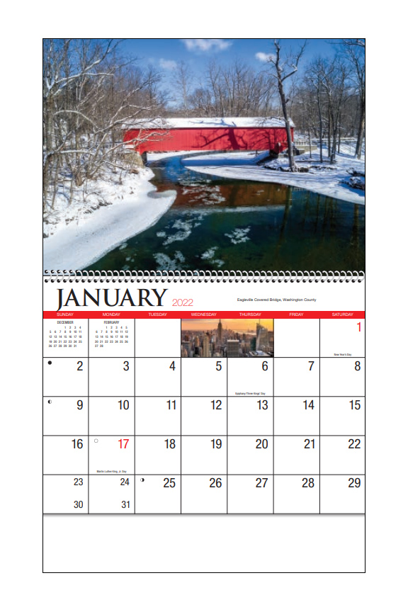 2022 New York (Spiral) Wall Calendar 107/8" x 18" Custom
