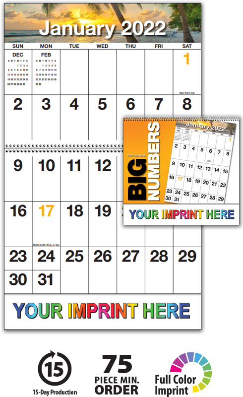 Big Numbers Appointment Spiral Calendar | ValueCalendars.com